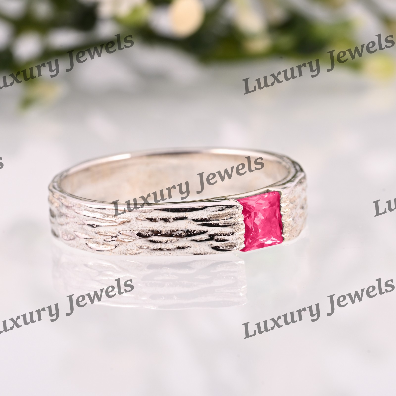 Pink Tourmaline Signet Ring for Men 925 Sterling Silver Handmade