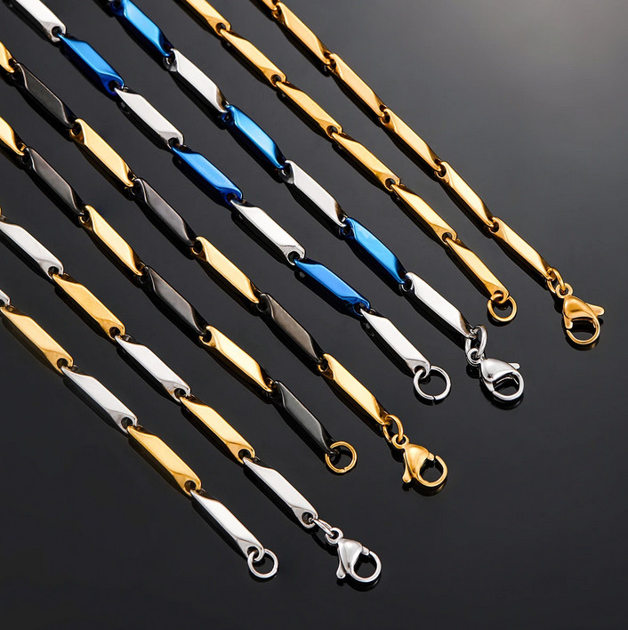Quality 316L Stainless Steel 3MM Military Grade Bamboo Chain Necklace (20″, 24″)
