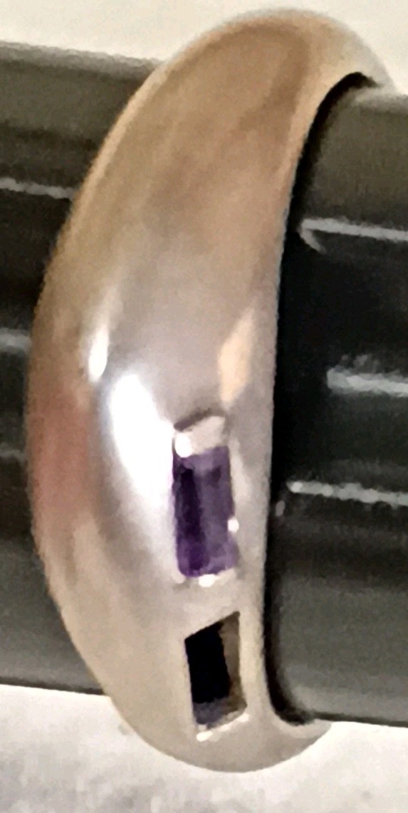 Sterling Silver Ring With Baguette Cut Amethyst Size 10***0055 A6