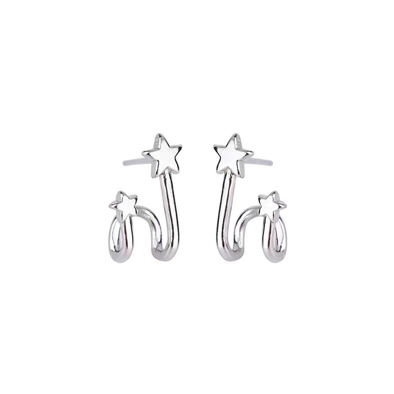 Women’s 925 Sterling Silver Small Star Stud Earrings Trendy Minimalist Jewelry