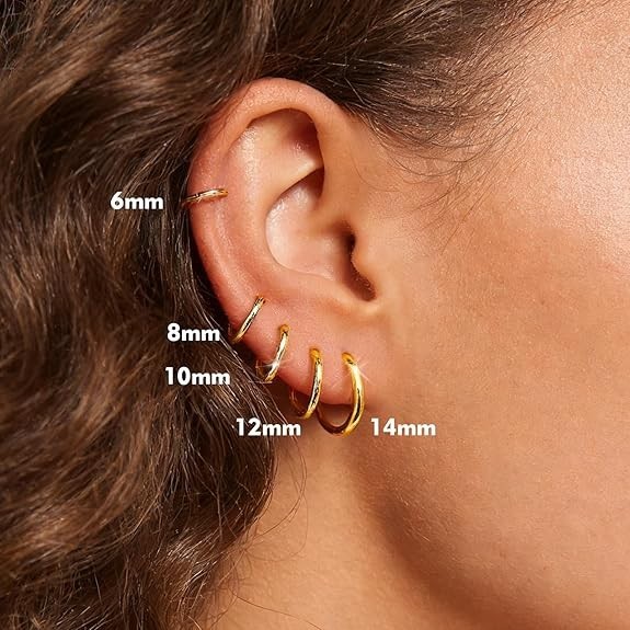 5 Pairs Small Gold Silver Huggie Hoop Earrings Set for Women, 316L Surgical 14K