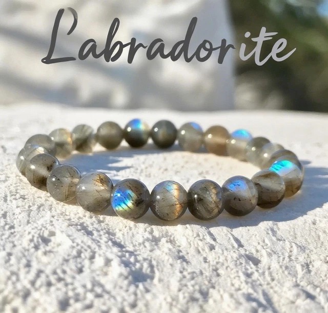 Natural Labradorite 8MM Beads Healing Reiki Gemstone Handmade Stretch Bracelet