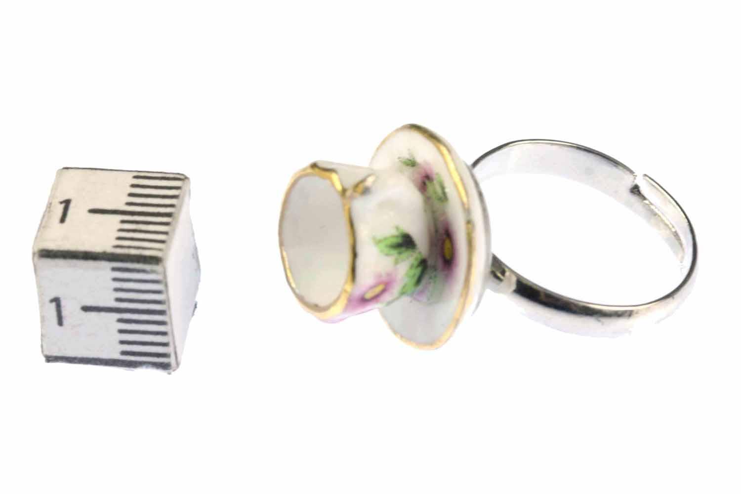 Coffee Cup Ring Cup Miniblings Finger Ring Gold Rim Coffee Tea