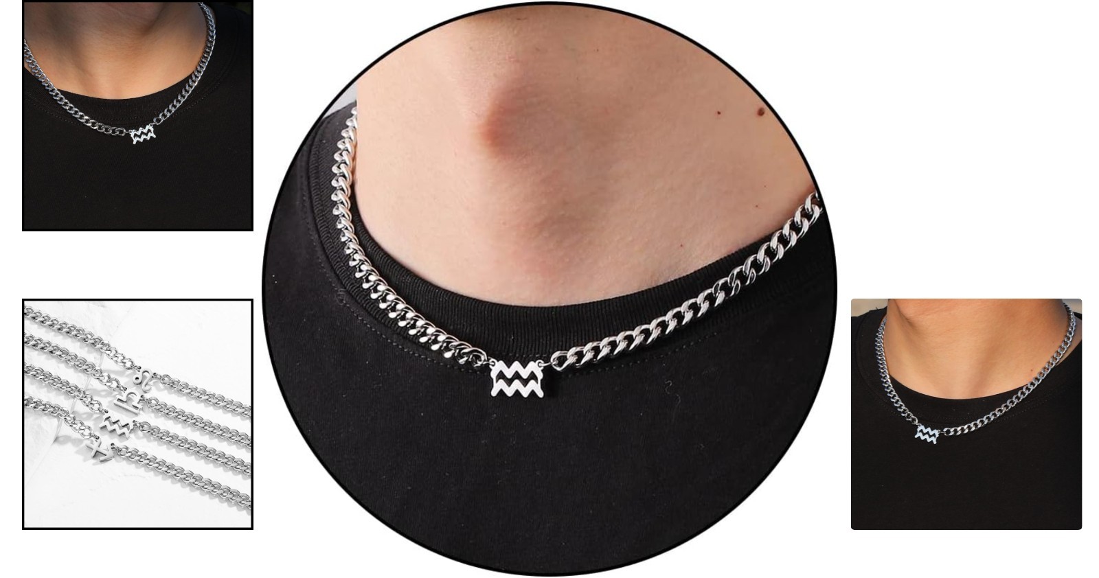 Zodiac Sign Necklace Choker Stainless Steel Constellation Horoscope Astrology