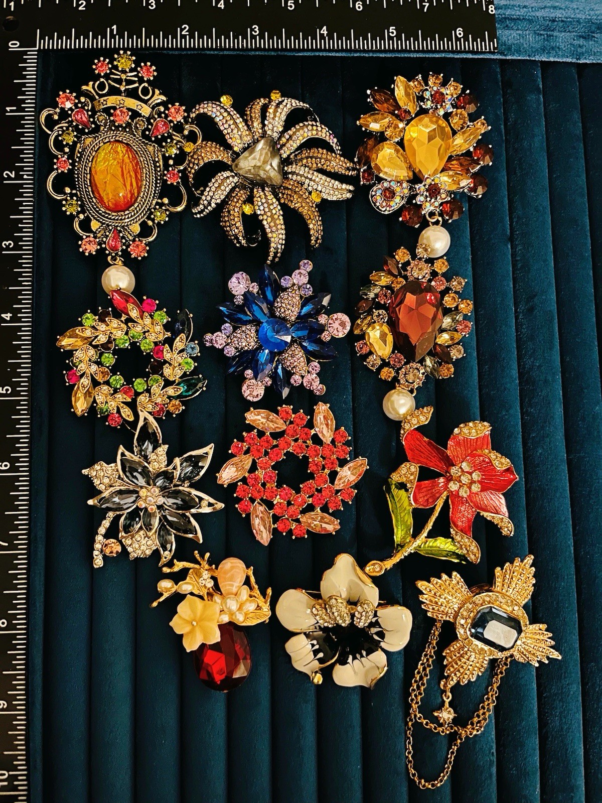Lot of 12pcs Elegant Brooches Rhinestone Crystal Flower Statement Pin Jewelry