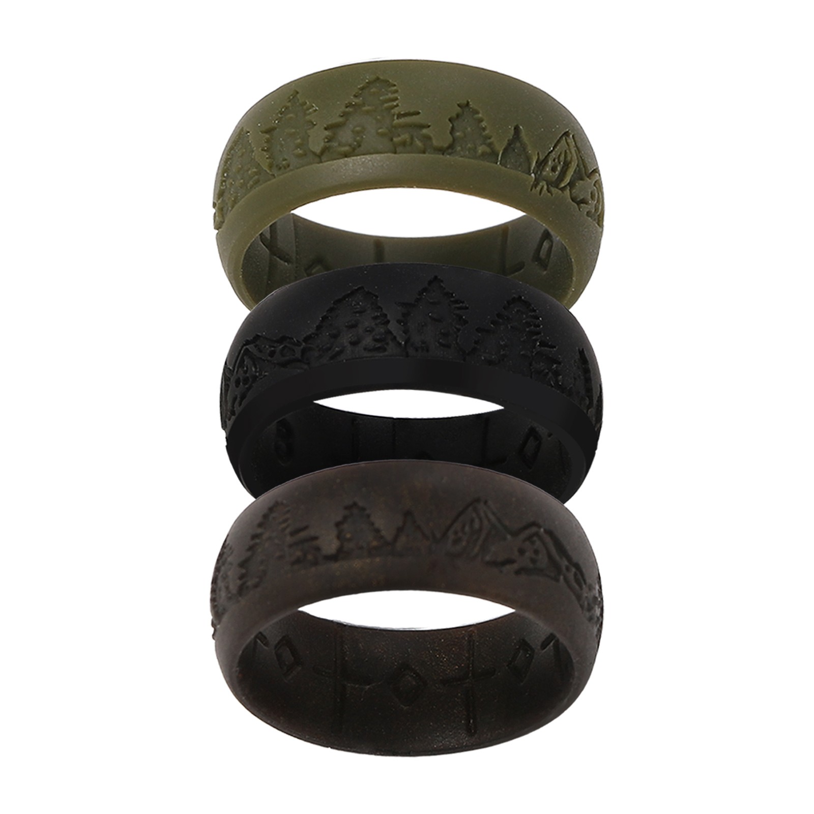 3Pcs 8.5mm Men Silicone Sports Rings Cross Arch Breathable Wedding Band Size8-13