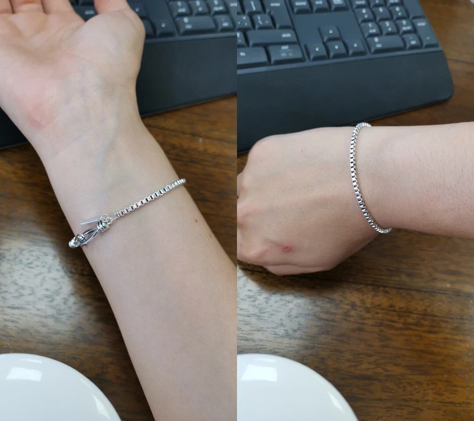 Women’s 925 Sterling Silver Beads Handmade Retro, Geometric Bracelet Gift.