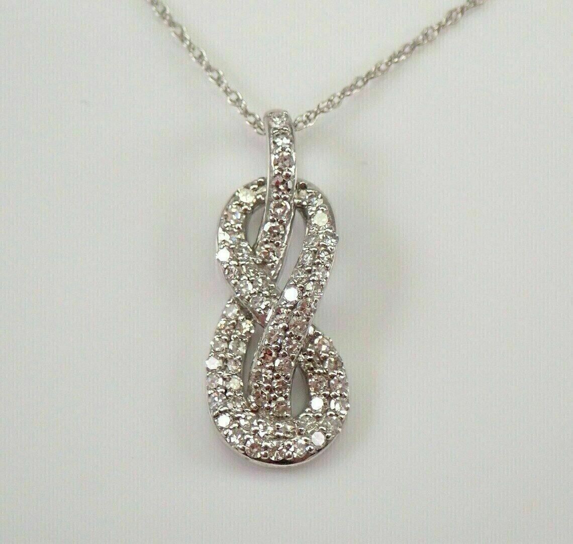 Round Cut Simulated Diamond Women’s Stunning Knot Pendant 14K White Gold Plated
