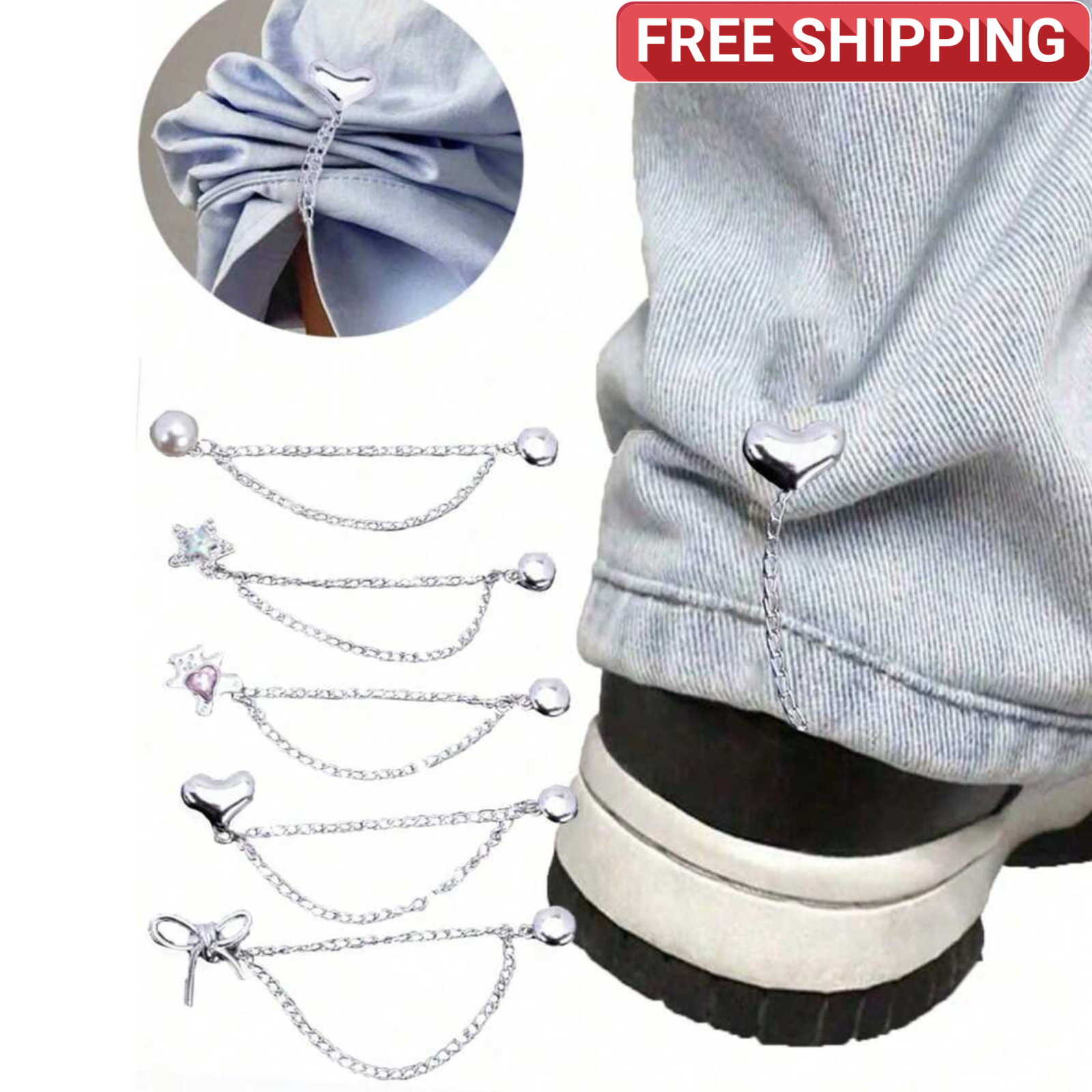 Magnetic Clothing Clips 4Pcs Chain Brooch Buckle Womens Fixing Dresses Pants