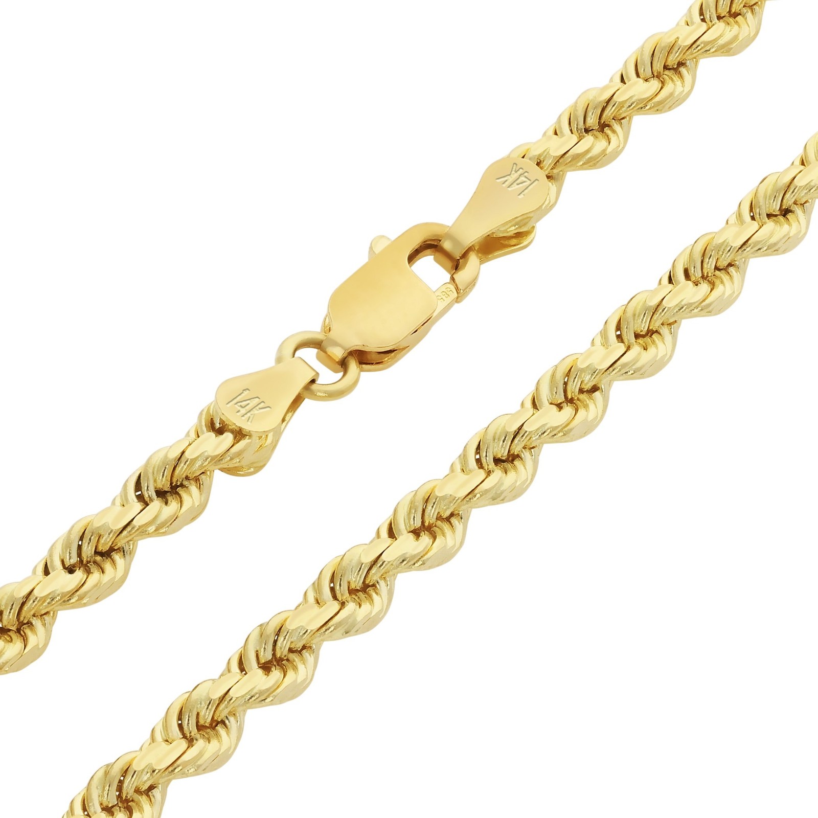 14K Yellow Gold 2.5mm Italian Diamond Cut Rope Chain Necklace Mens Women 16″-30″