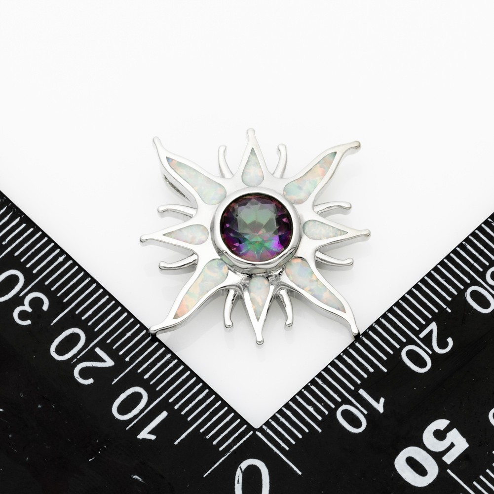 Starburst Mystic Topaz White Fire Opal Silver Jewelry Women Necklace Pendant