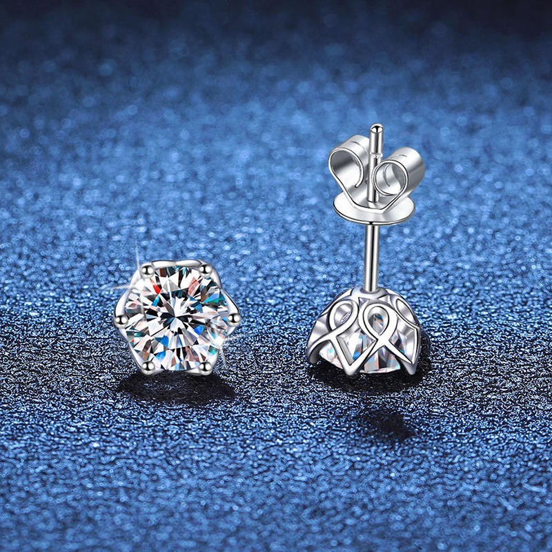 0.44 CT Lab Grown Diamond stud Earing for women 925 Silver 14k White Gold Plated