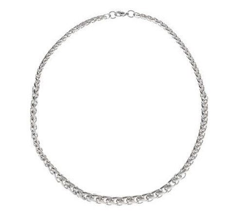 Bold Graduated Spiga Wheat Chain Necklace Stainless Steel by Design QVC 16″ 18″