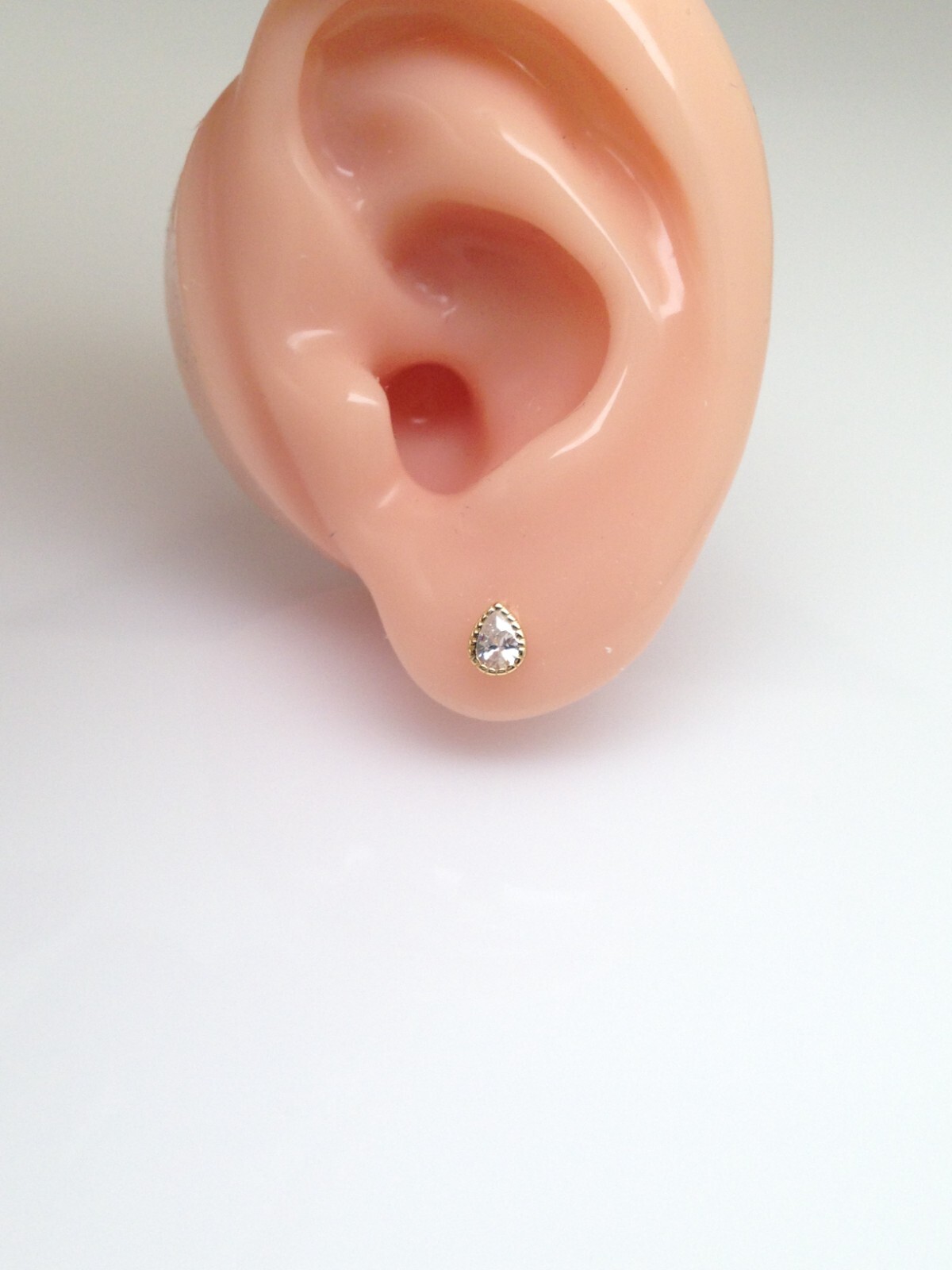 925 Sterling Silver CZ Teardrop Stud Earrings Women Girl Dainty Gold Studs 4.5mm