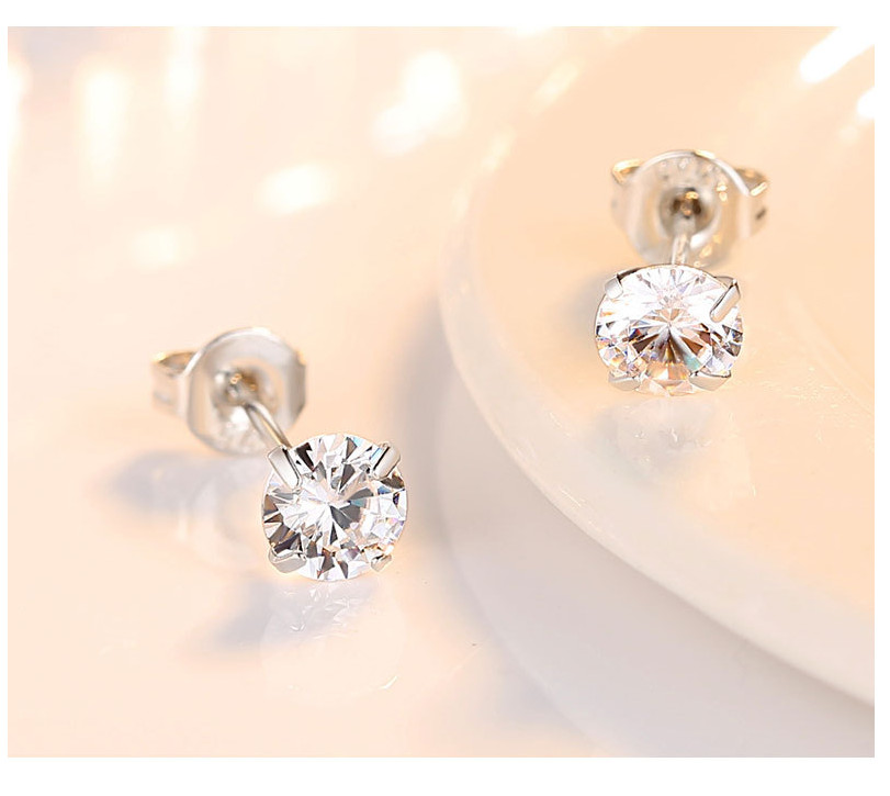 GENUINE SOLID 925 STERLING SILVER CUBIC ZIRCONIA STUD EARRINGS 2-8mm WOMEN PE24