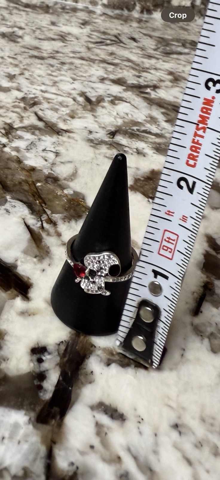 V345 S925 STERLING SILVER CZ SNOOPY RED HEART RING SZ8