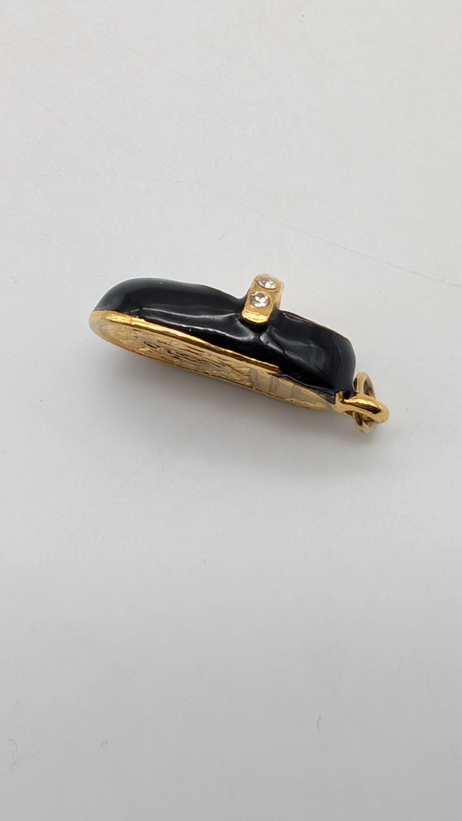 Roman Inc 1″ Charm Itty Bitty Baby Black Mary Jane Shoe Rhinestone Jewelry *Read
