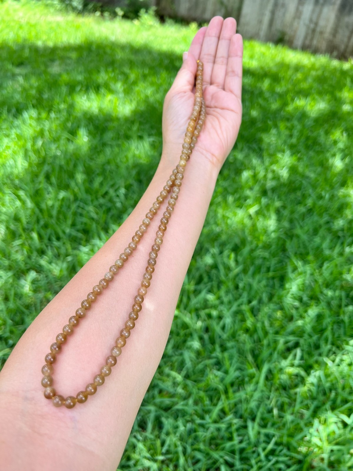 Genuine Golden-Brown Nephrite Jade 6mm 108 Beads 24″ Necklace B997 4