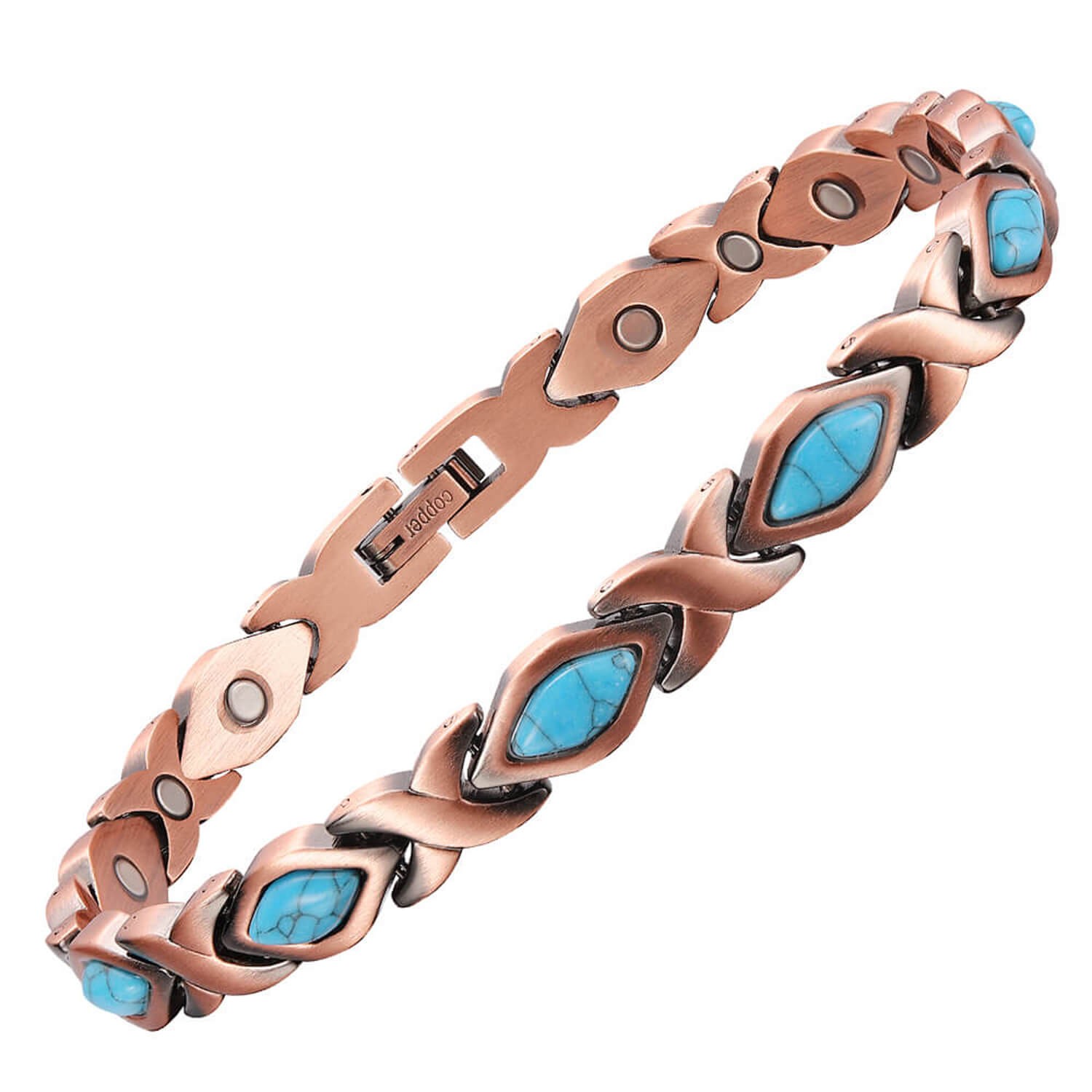 Turquoise Copper Magnetic Anklet Bracelet Women Restore Balance Energy Power Joy