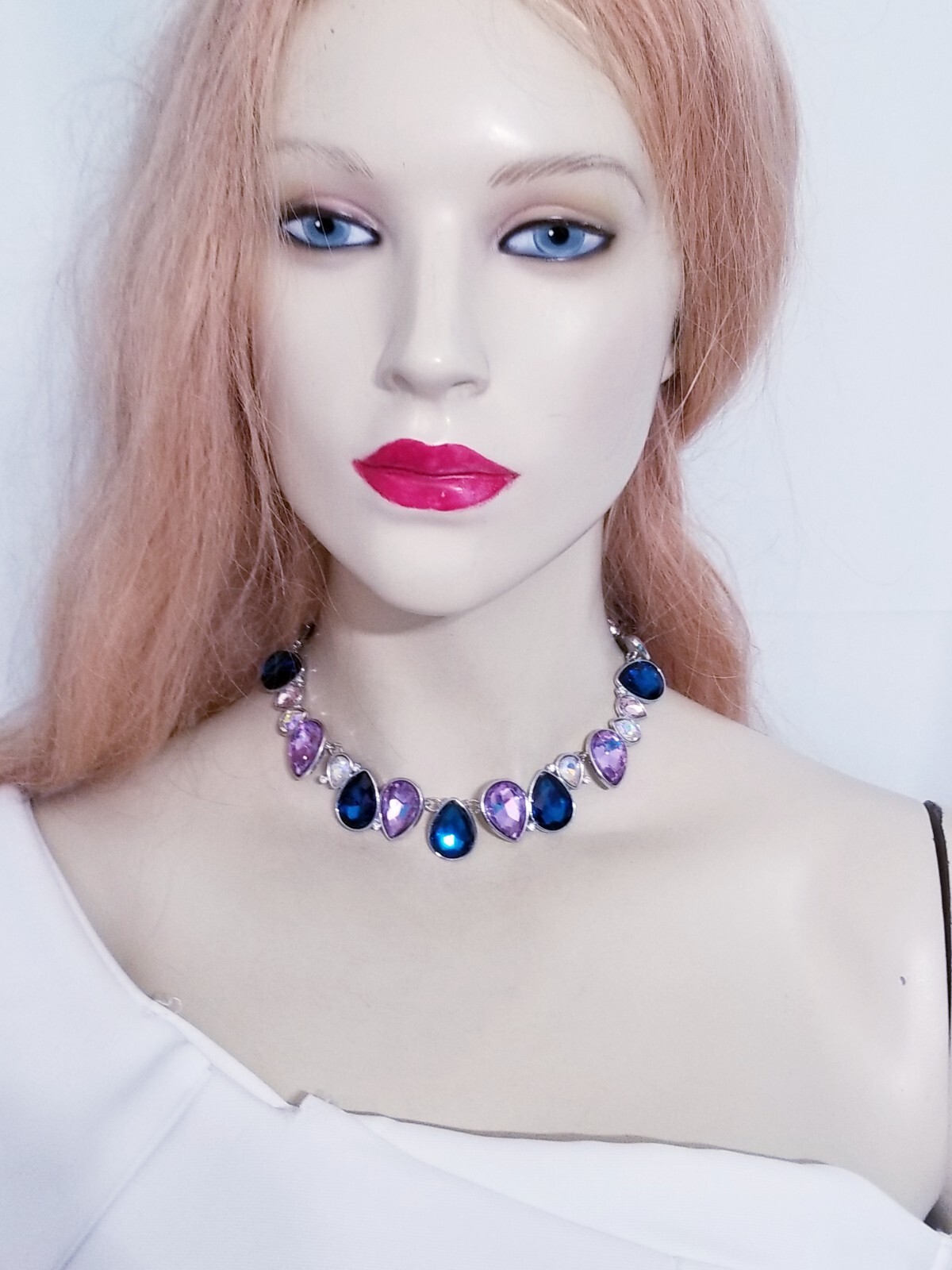 Choker Necklace ONLY Rhinestone Crystal Purple Prom Pageant Bridal