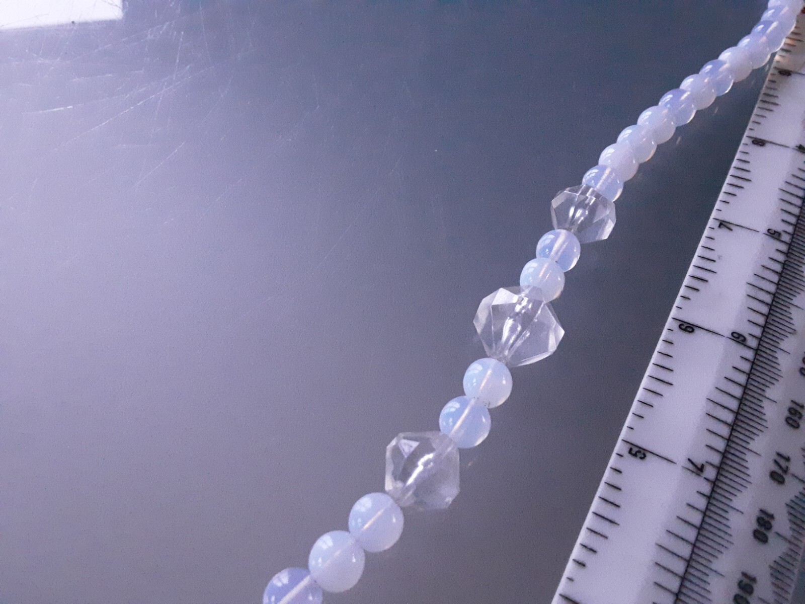 Vintage milky white cloud & Aurora Borealis Crystal Bead Necklace screw faster