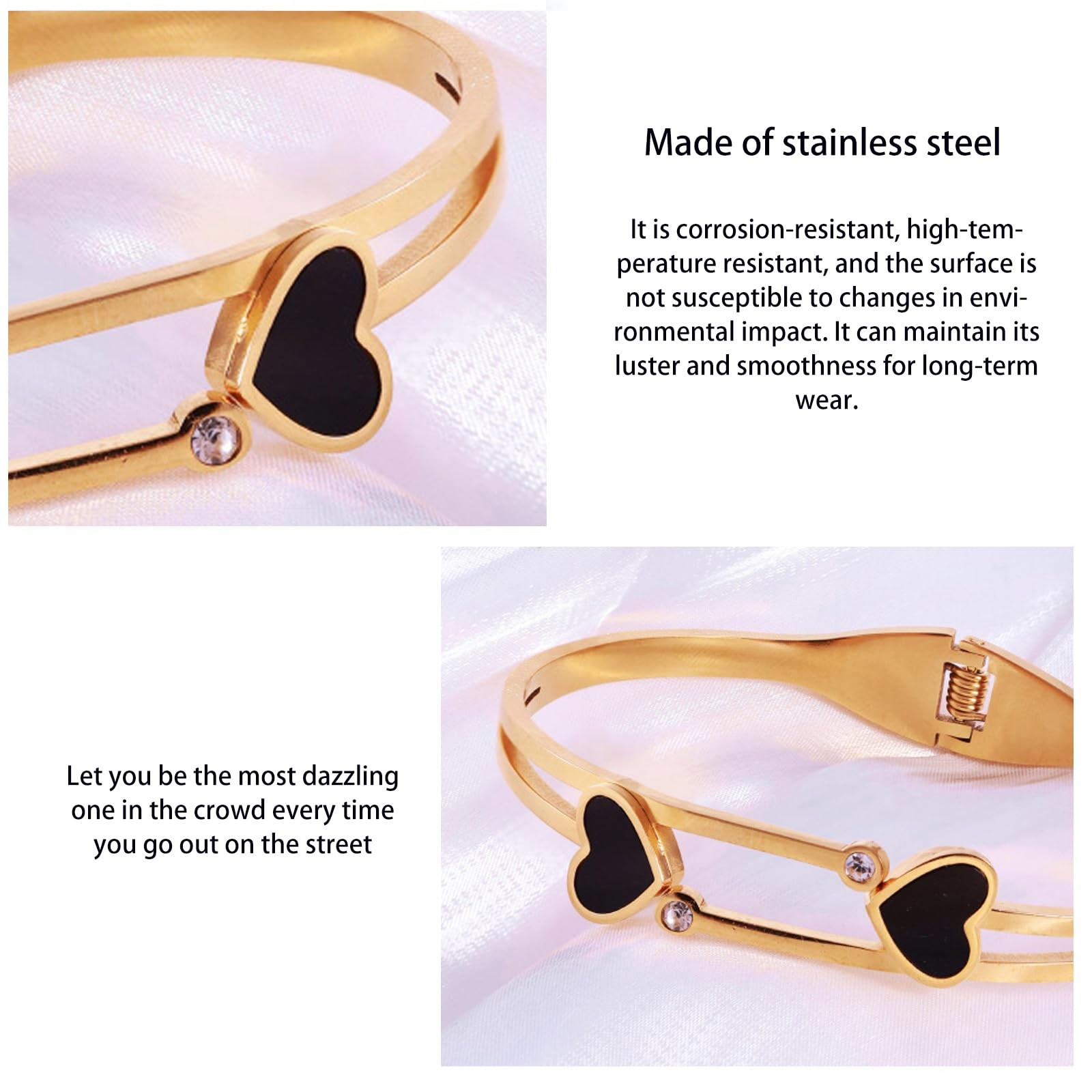 Vbvbip 18K Gold Plated 316L Stainless Steel Bangle Bracelet 2.6inches,
