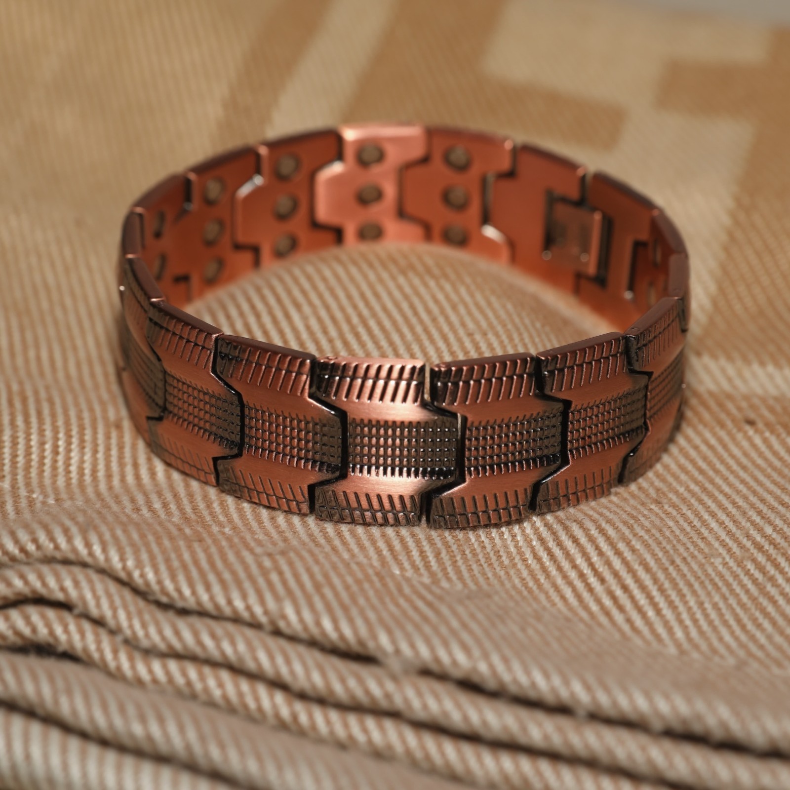 Adjustable Men’s Copper Magnetic Bracelet with Sizing Tool and Magnets