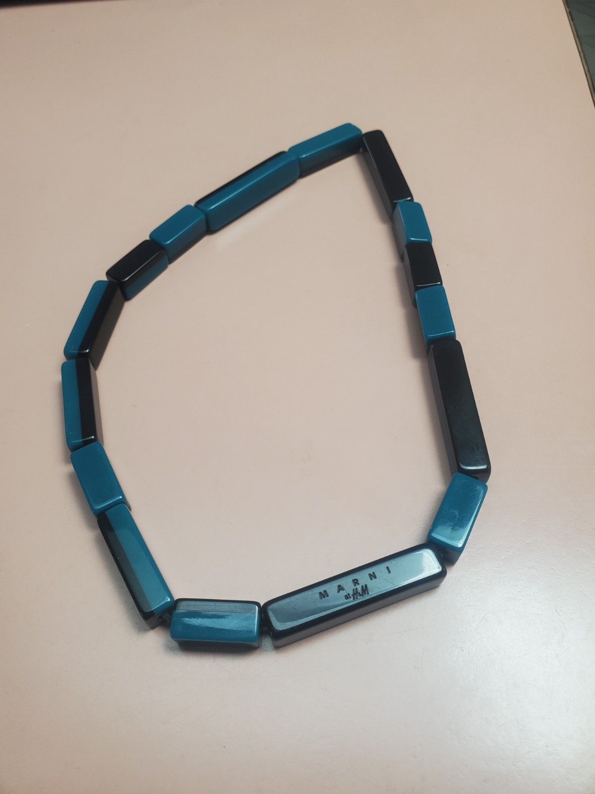 MARNI for H&M Chunky Resin Bead Necklace Black, Teal Blue Statement 2012