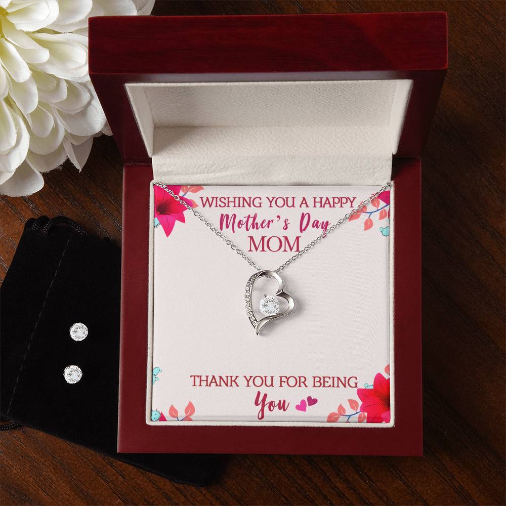 Mother’s Day Heart Necklace and Earring Set