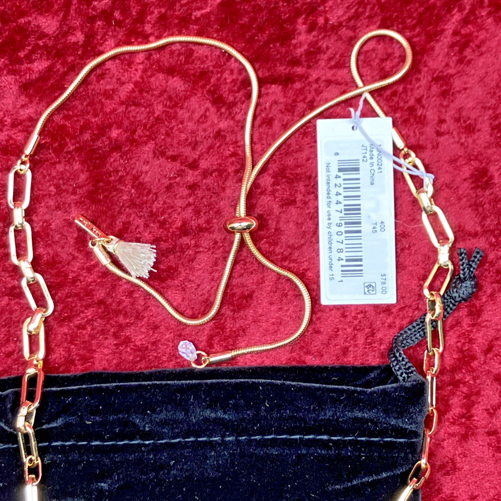 Lonna & Lilly Gold Tone Blue Stone Cluster Frontal Necklace NWT RP $78