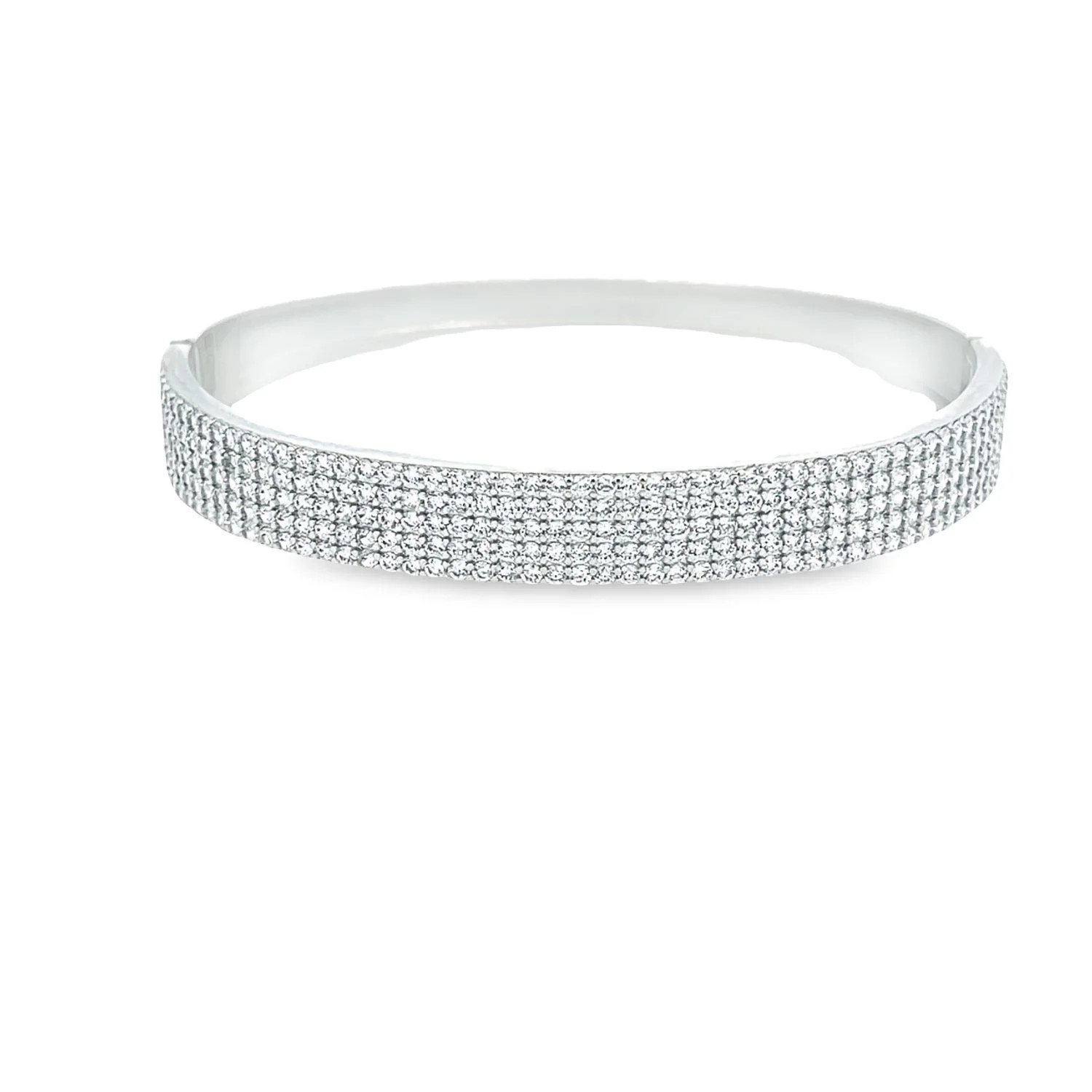 8mm Thick Half Layered CZ Bangle Bracelet (B84)