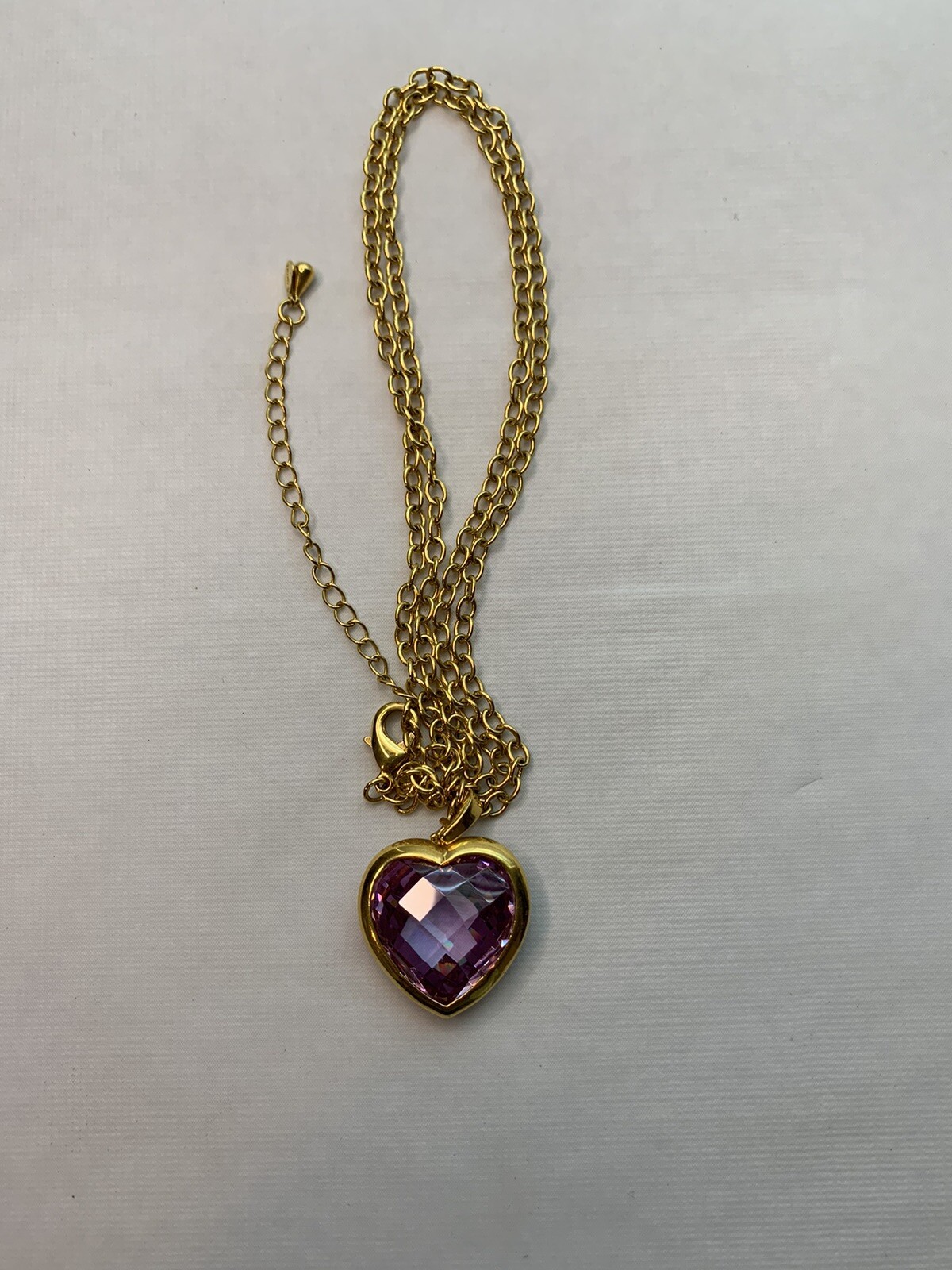 26 inch Necklace with purple heart pendant with extender signed is china