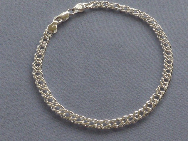 10″ ANKLE BRACELET ITALIAN STERLING SILVER ROMBO STYLE 4.5mm ITALY 925