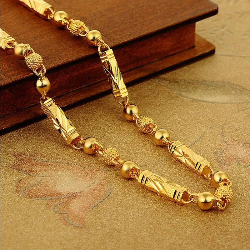Men 18K Gold Plated Buddha Necklace Hexagonal Bamboo Chain Fashion Jewelry