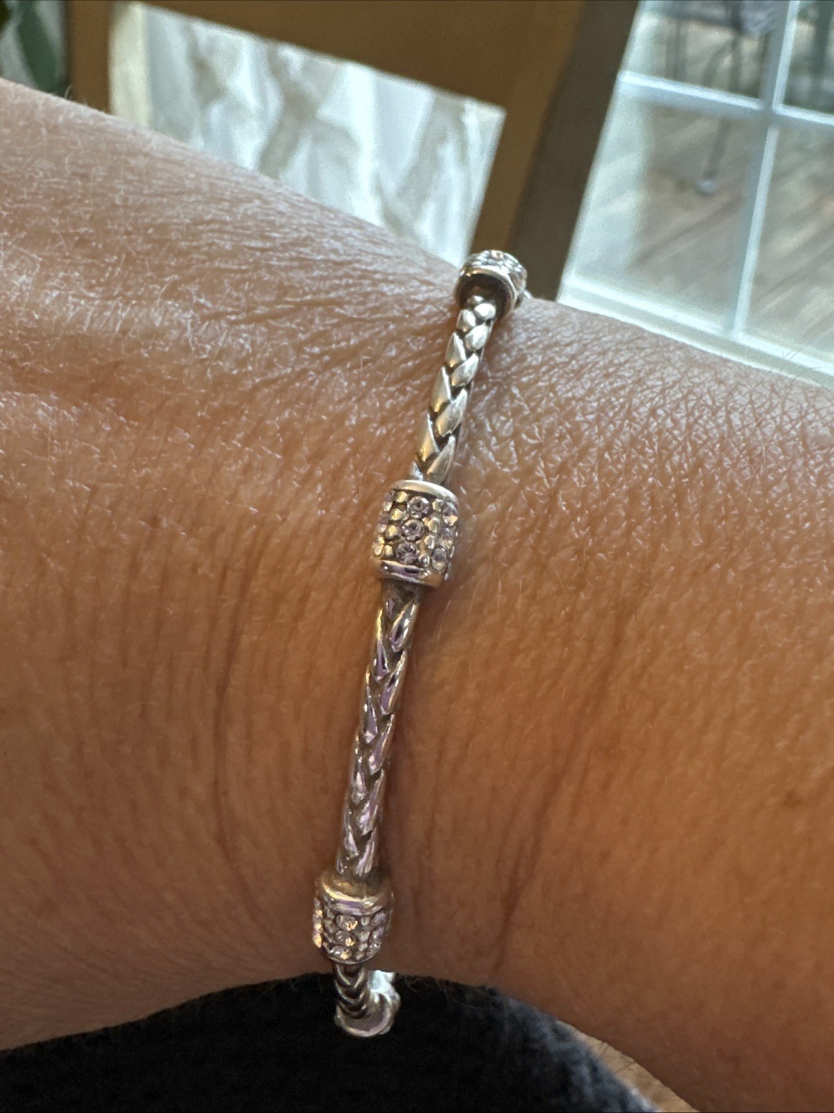 Brighton Meridian bracelet, silver-tone twisted rope bangle links.