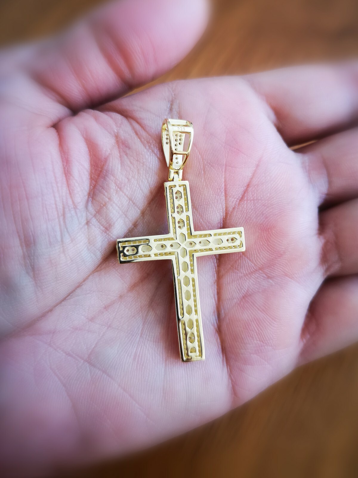 1.50 Ct Cross Pendant 14K Yellow Gold Plated Solid Silver Men Women Necklace