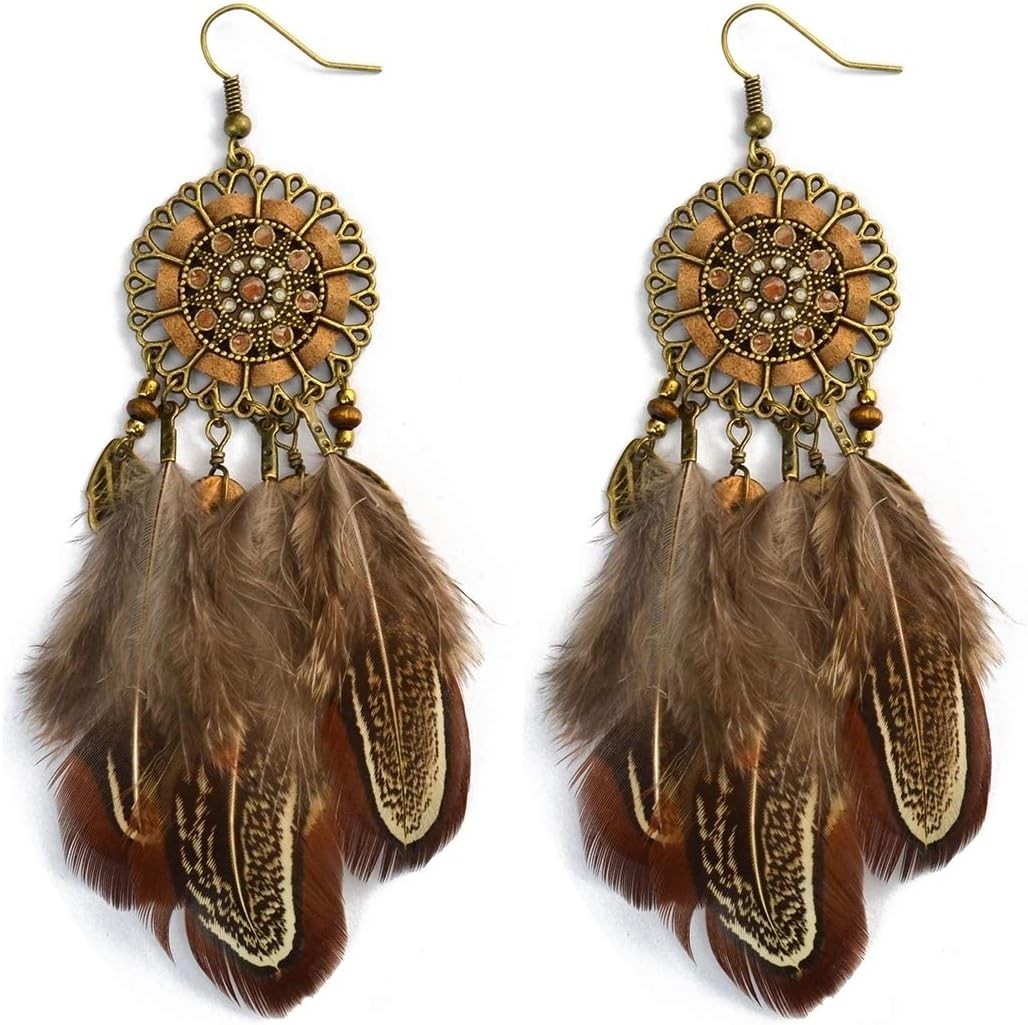 Chic Bohemian Long Tassel Earrings with Feather and Beads for All Occasions