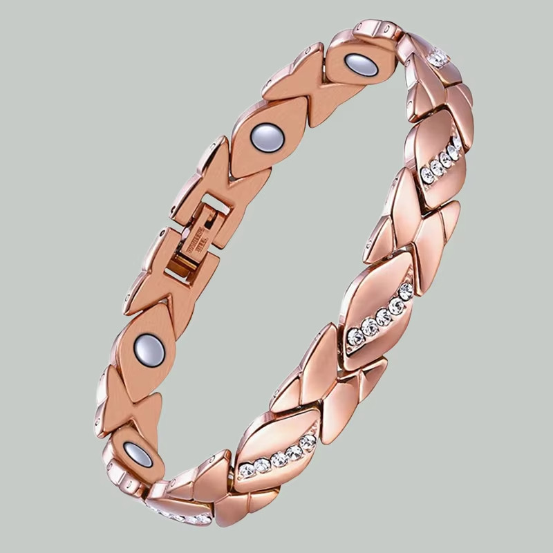 Women’s Magnetic Pure Copper Bracelet–3500 Gauss Magnets, Adjustable Sparkling