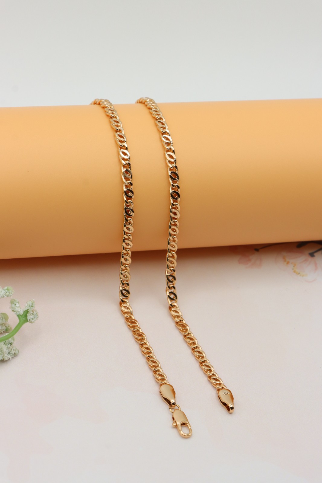 Bold Rose Gold Flat Link Chain Necklace for Everyday Style, XPNL0247