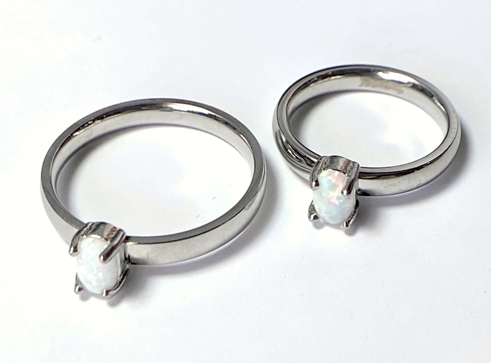 Oval Opal Prong Set Stainless Steel Ring (FL121)