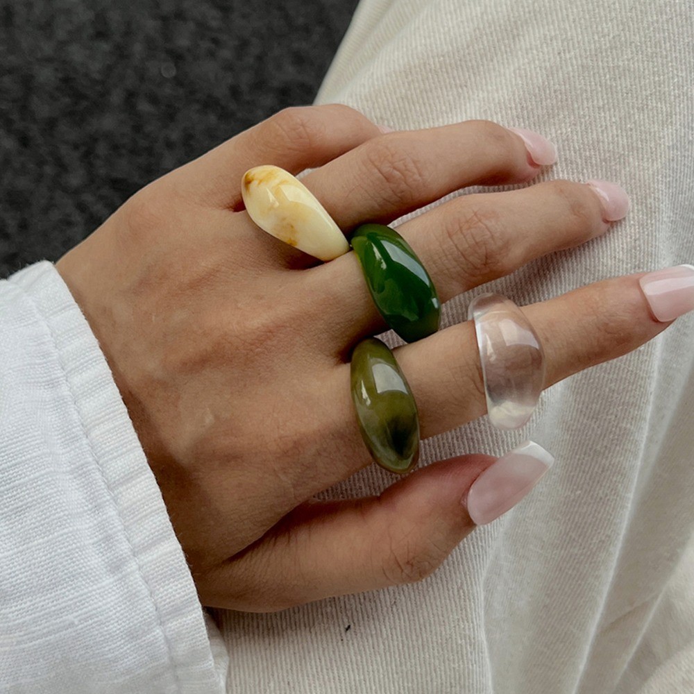 Lightweight Resin Smooth Minimalist Fashionable Translucent Vibrant Acrylic Ring