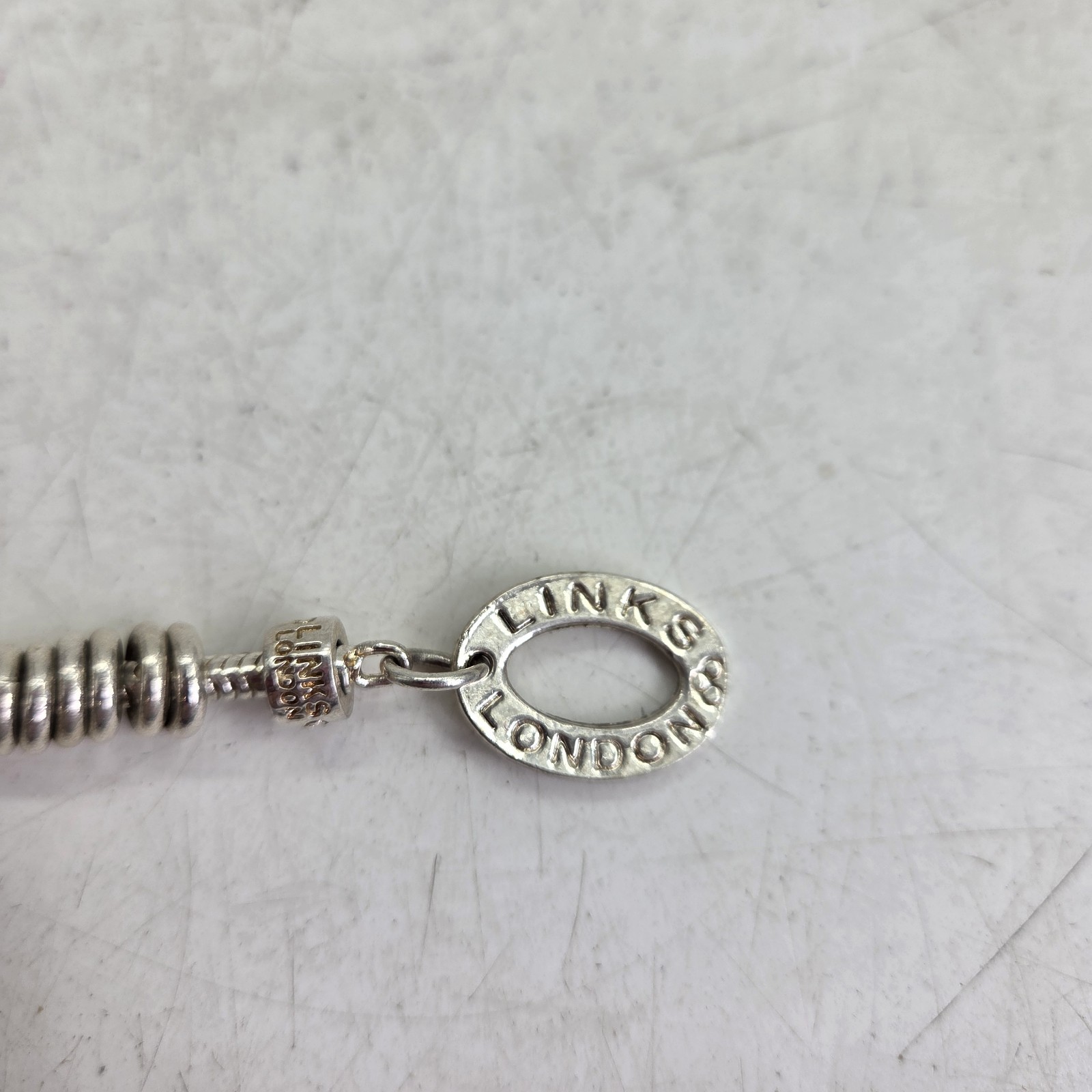Links of London Charm Bracelet Silver Toggle Clasp Travel Boot Heart Used Good