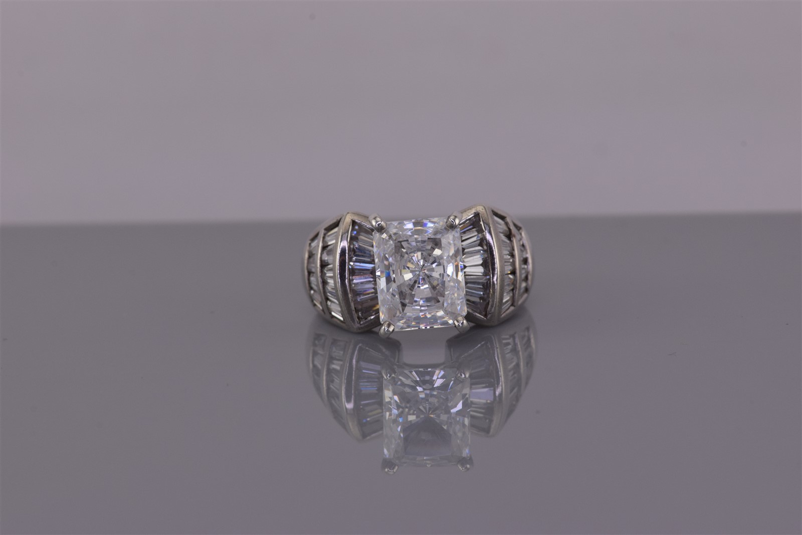 Sterling Silver Emerald Cubic Zirconia Baguette Channel Set Band Ring 925 Sz: 6
