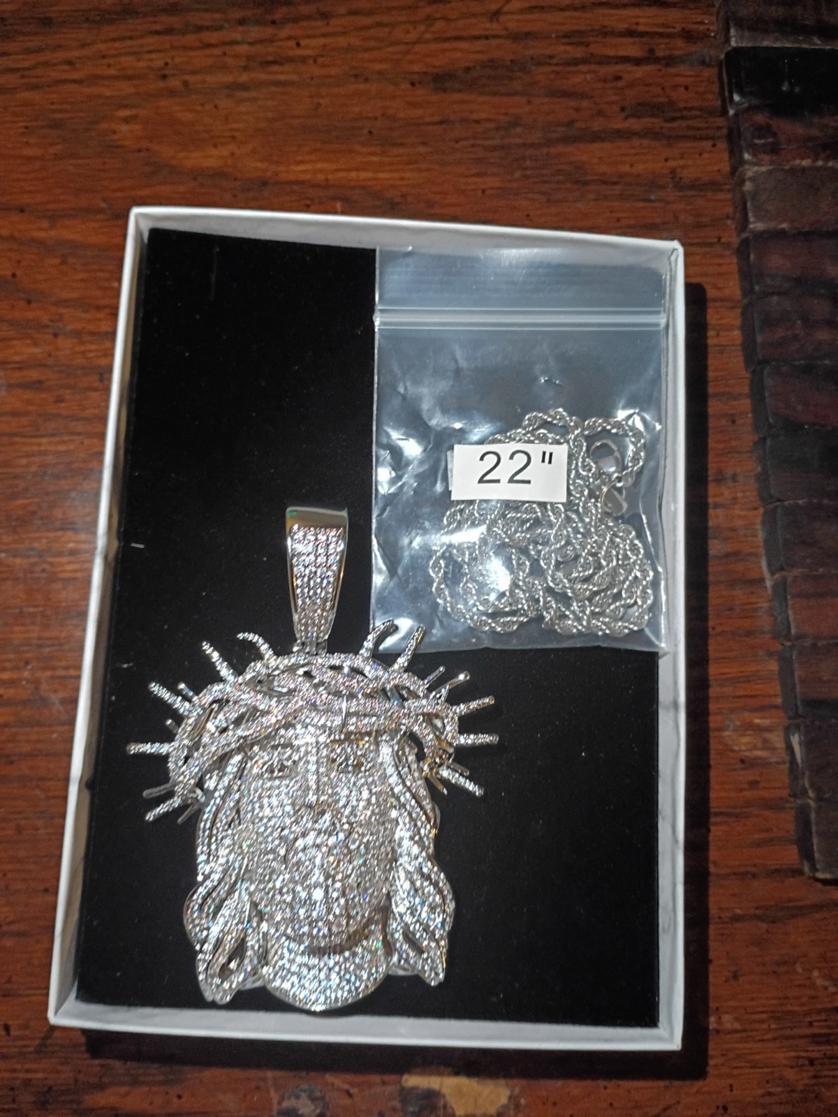 Iced Out Heavy SolidPendant Jesus With 22in Rope Chain