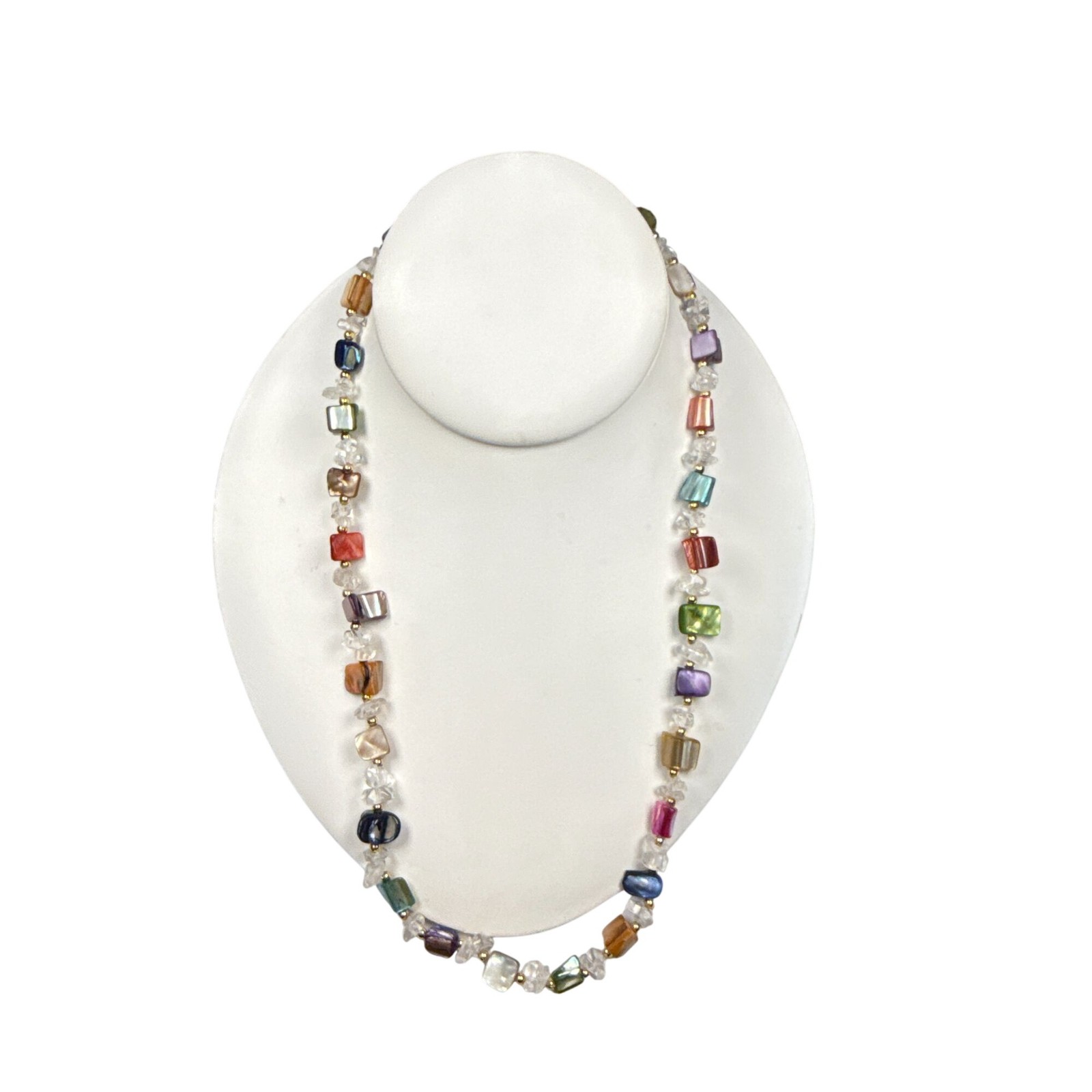 Multicolor Stone Beaded Necklace Barrel Clasp Gemstone Jewelry Bohemian
