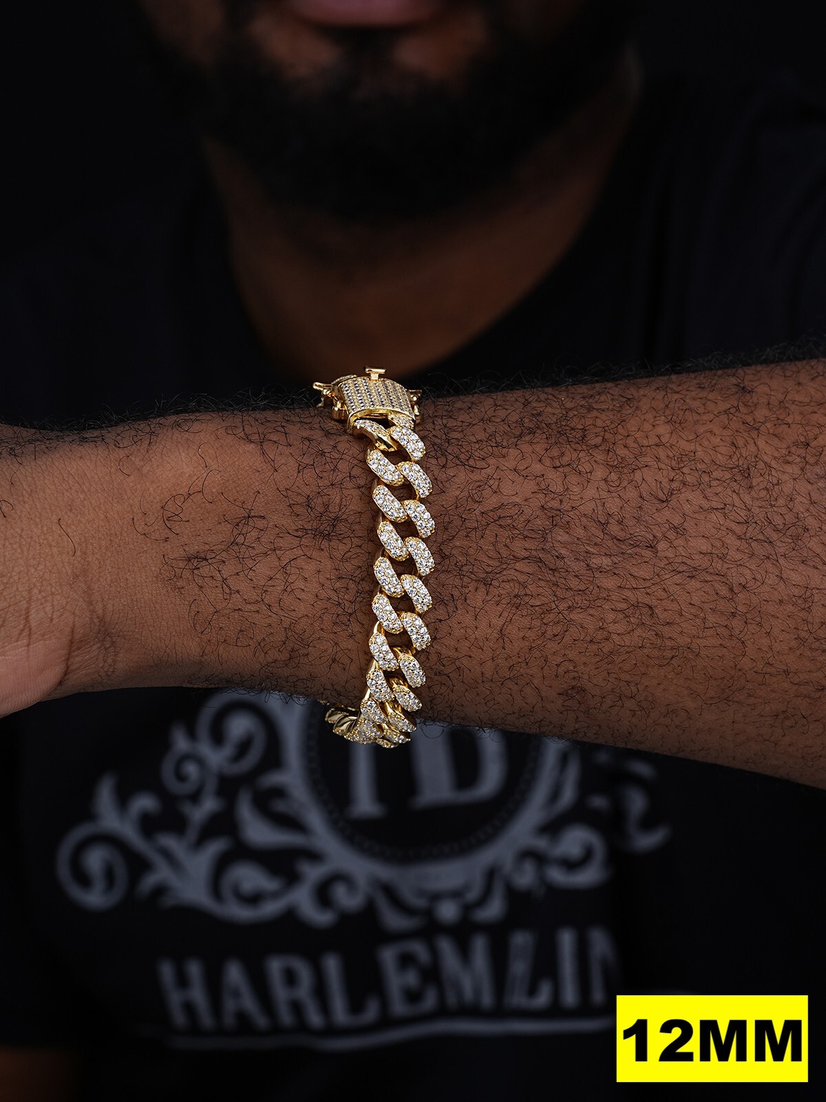 Real Miami Cuban Link Bracelet MOISSANITE 14k Gold Plated 925 Sterling Silver
