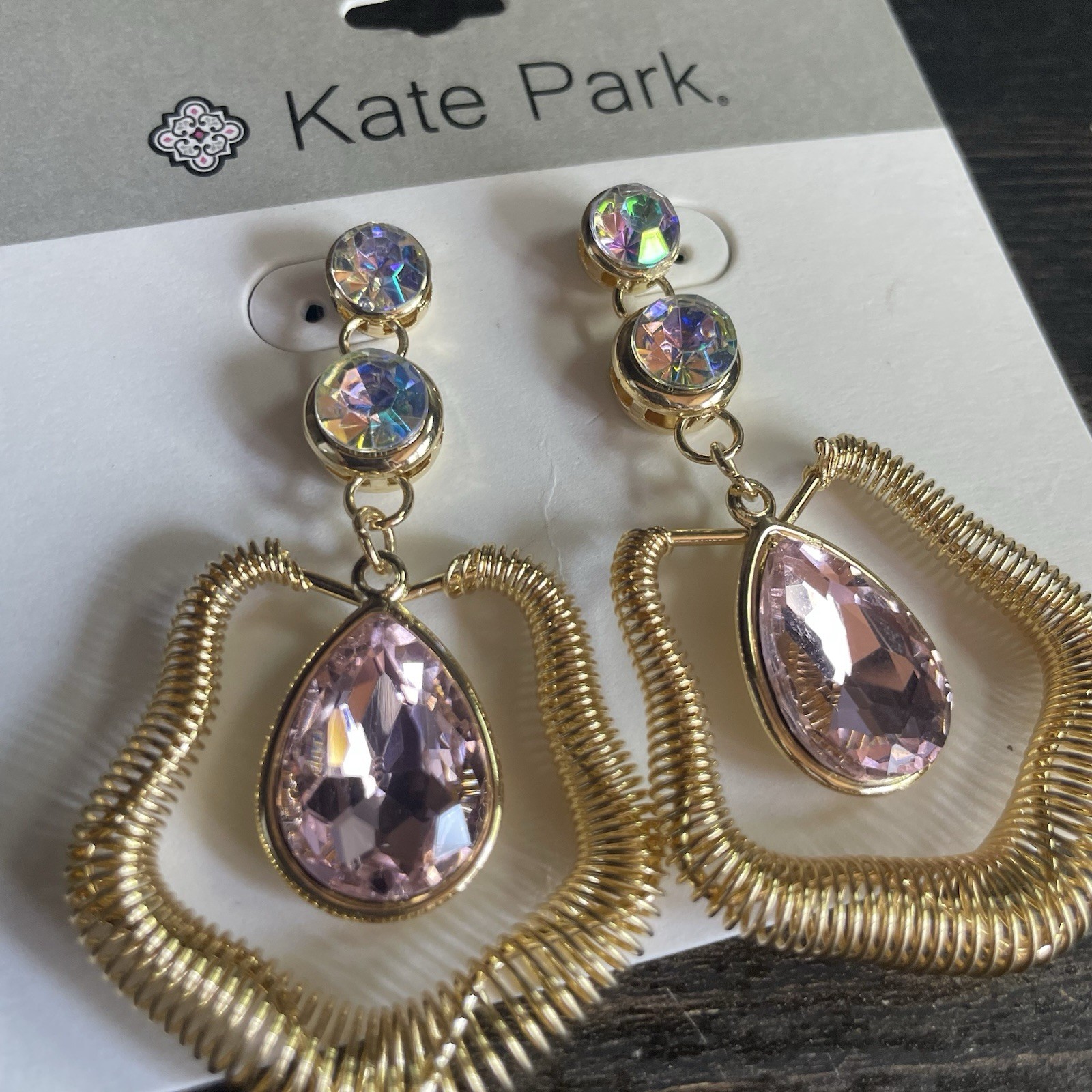 New Kate Park Gold and Pink Dangle Earrings