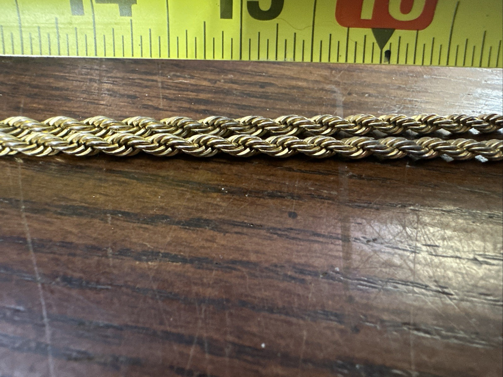 20 Inch Gold plated Rope Chain Necklace No Makers Mark Or Clasp (1)