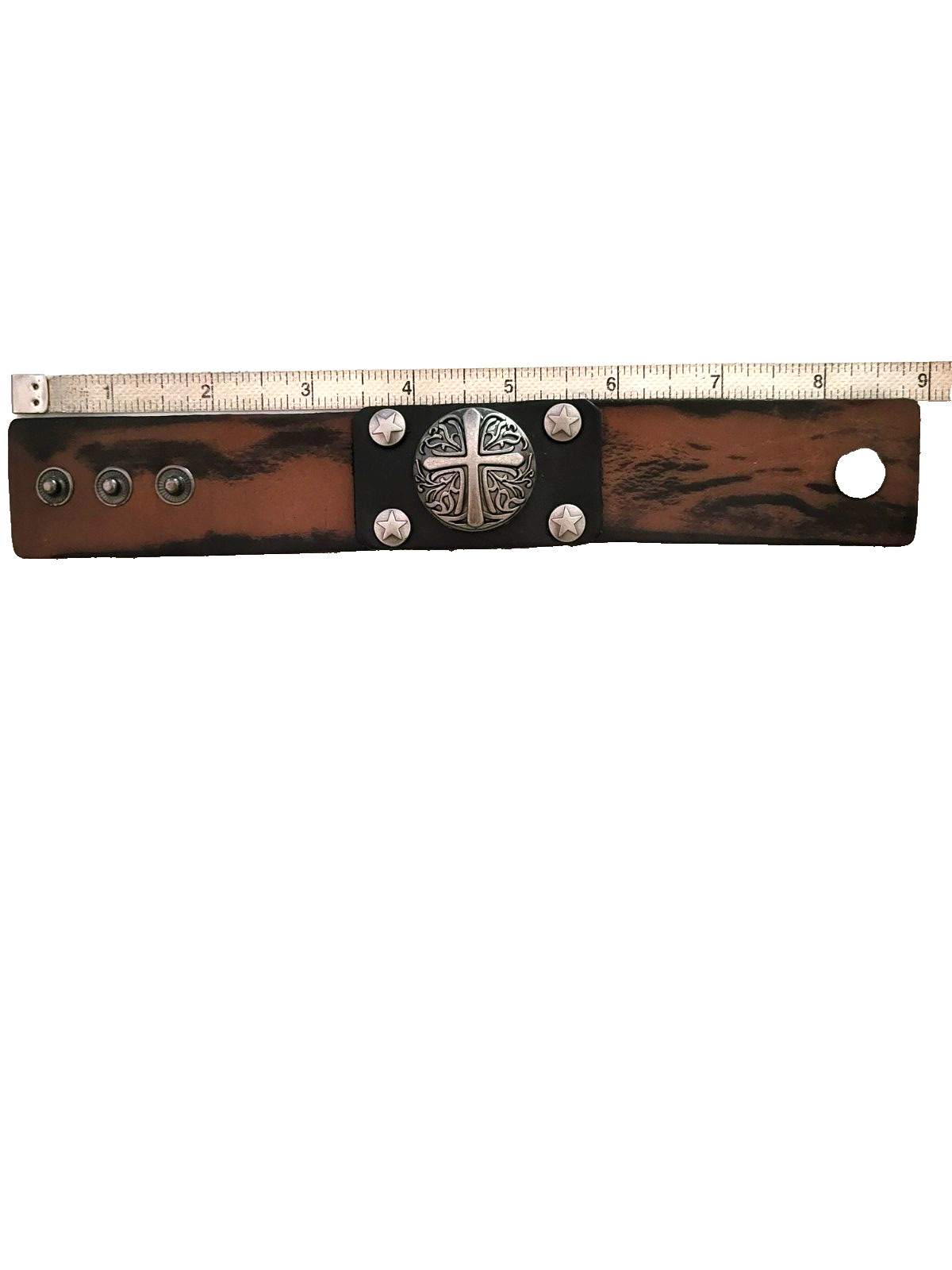 Crusade Cross brown leather cuff Bracelet Punk Gothic Medieval style