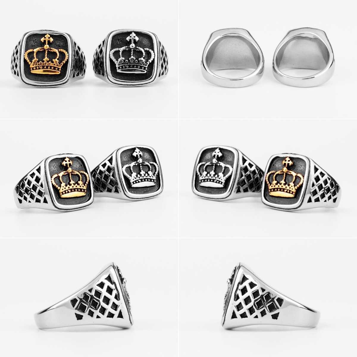 Crown Gold Silver Color Men Kings Rings Punk Hip Hop Trendy Cool Boyfriend Male
